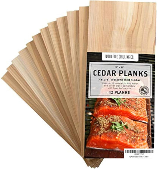 12 Pack Cedar Planks for Grilling Salmon and More - Sourced and Made in the USA