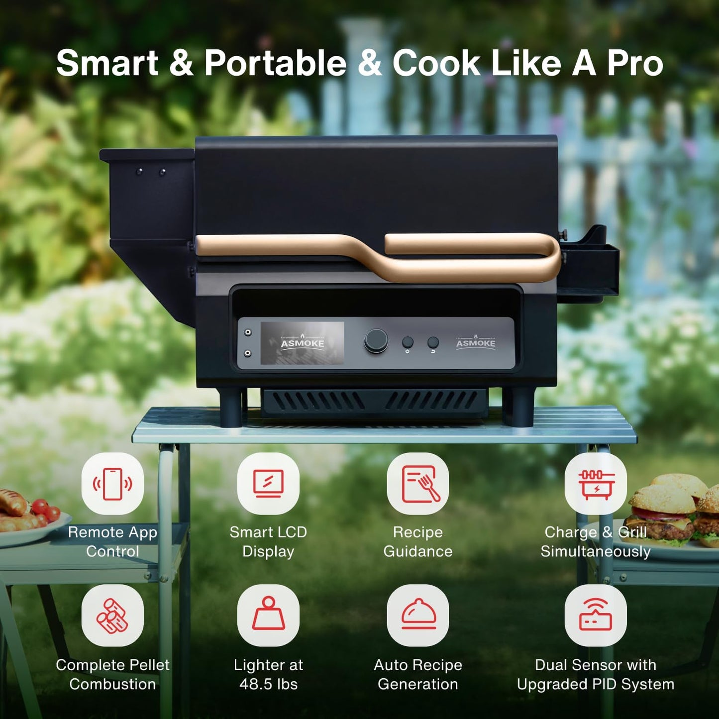 Guga's Essential V2 – Smart Portable Wood Pellet Grill & Smoker with Wi-Fi Control, 8-in-1 Versatility, and Effortless Cleanup for Perfect Family BBQs