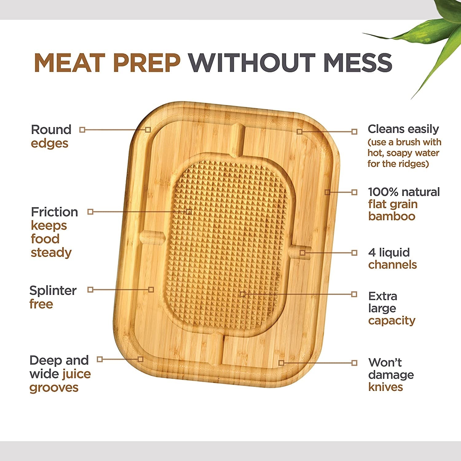 Turkey Platter for Thanksgiving - Carving Board for Turkey, Extra Large 18 X 13 Bamboo Cutting Board with Juice Groove - Reversible Butcher Block with Grid Grip & Deep Juice Well for Kitchen Gift Idea