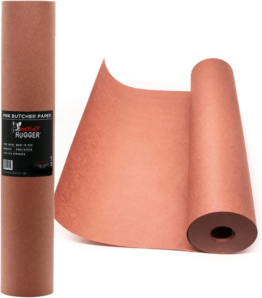 Pink Butcher BBQ Paper Roll (18 Inch by 150 Feet) - Food Grade Peach Wrapping Paper for Smoking Beef Brisket Meat Texas Style, All Natural and Unbleached...