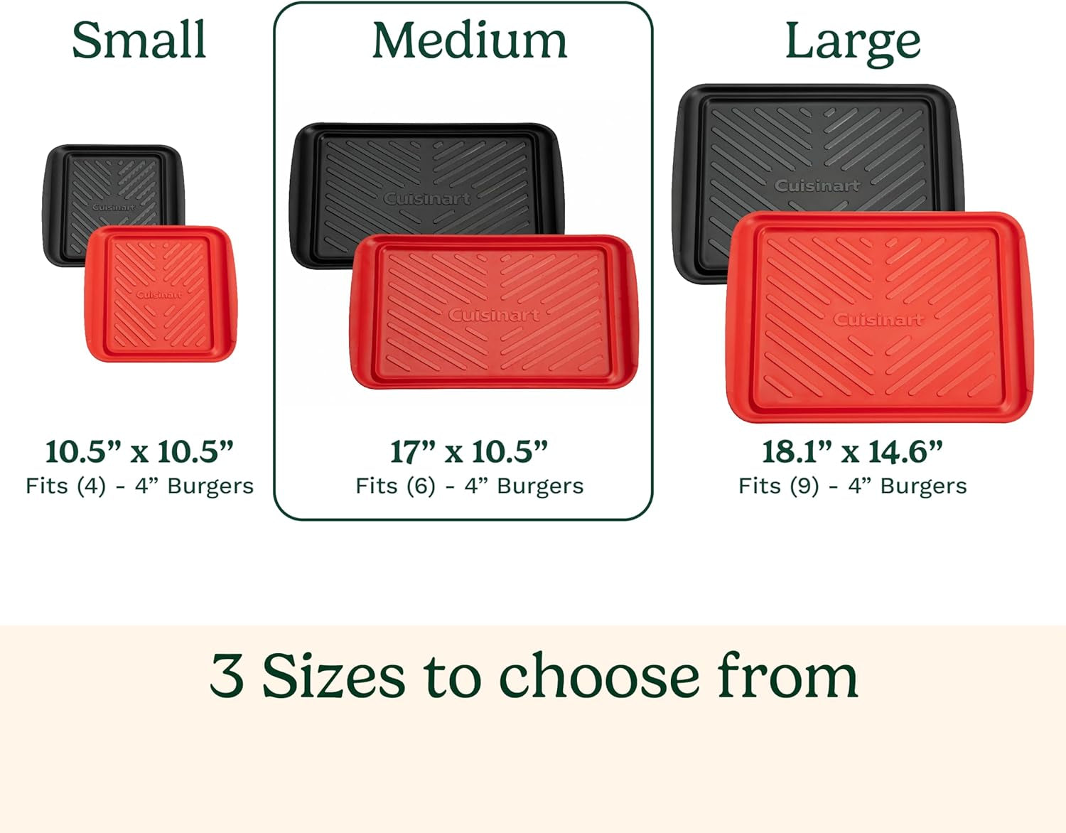 Grilling Prep & Serve Trays, 17X10.5 Inch BBQ Trays Safe for Food Handling, 2 Dishwasher Safe Nesting Trays Black & Red, Perfect Grilling Tray for Cooked & Raw Meat, Fits 6 Burgers