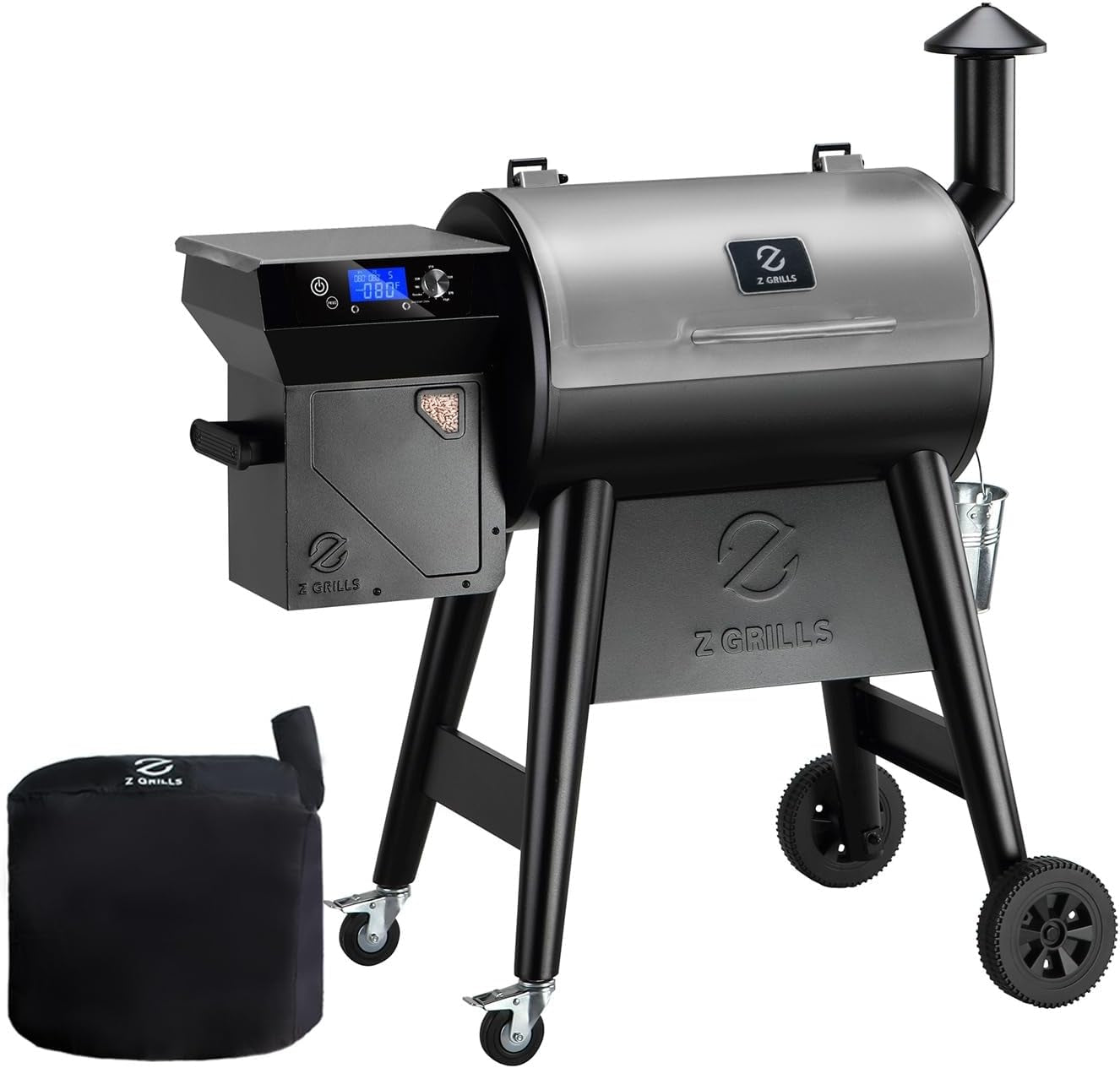 Wood Pellet Grill Smoker with PID 2.0 Controller, 459 SQ.IN, 450°F Max Temperature, 8 In-1 BBQ Grill, LCD Screen, Meat Probes, Rain Cover, Backyard Camping Bake and Roast, 450E