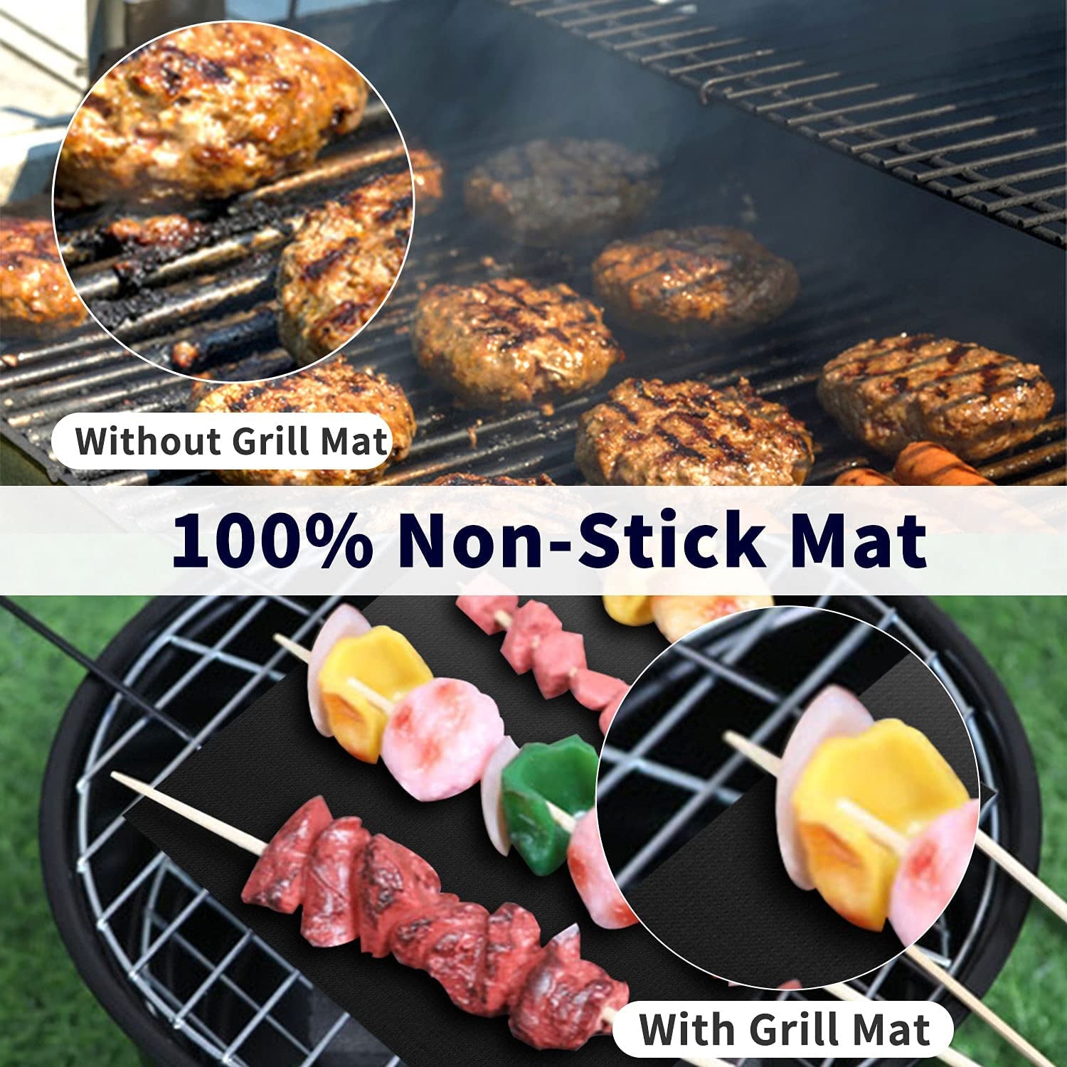 Grill Mats for Outdoor Grill -Set of 5 Nonstick BBQ Grill Mat 15.75 X 13", Reusable & Heavy Duty under Grill Mat, Easy to Clean, Works for Gas, Charcoal, Electric Grill
