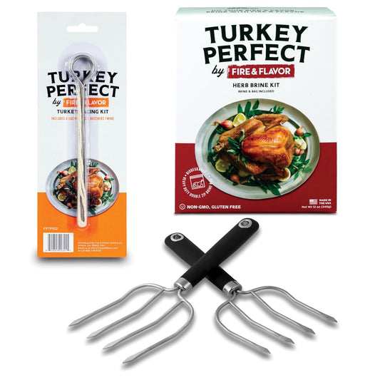 Herb Turkey Perfect VALUE BUNDLE - Includes Herb Turkey Brine Kit, Meat Lifter and Lacing Kit - for Roasting, Grilling, Smoking, and Frying