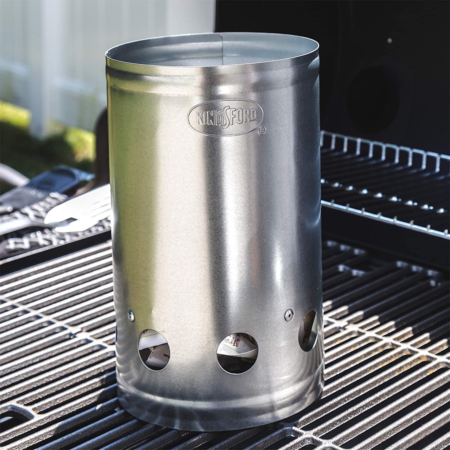 KINGSFORD Heavy Duty Deluxe Charcoal Chimney Starter | BBQ Chimney Starter for Charcoal Grill and Barbecues, Compact Easy to Use Chimney Starters and BBQ Grill Tools