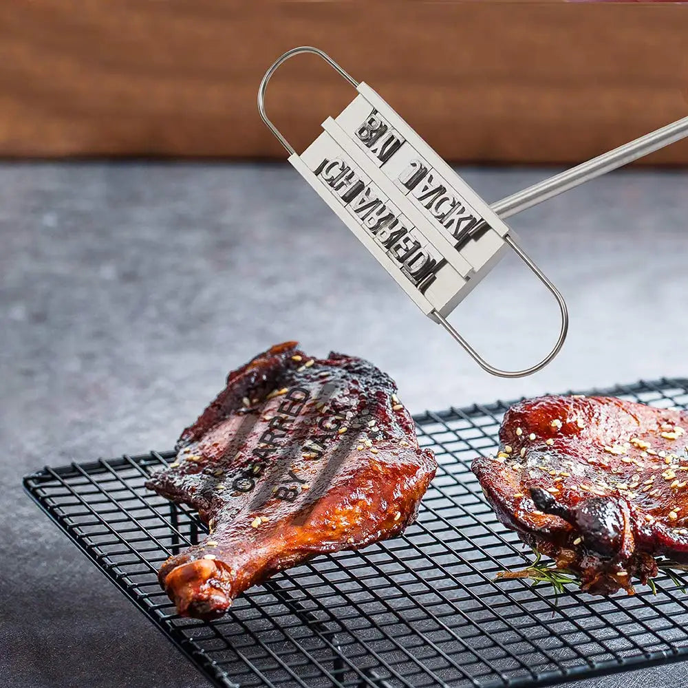 BBQ Meat Branding Iron with Changeable Letters Personalized Barbecue Grilling Meat Steak Names Marking Stamp Tool KC0299