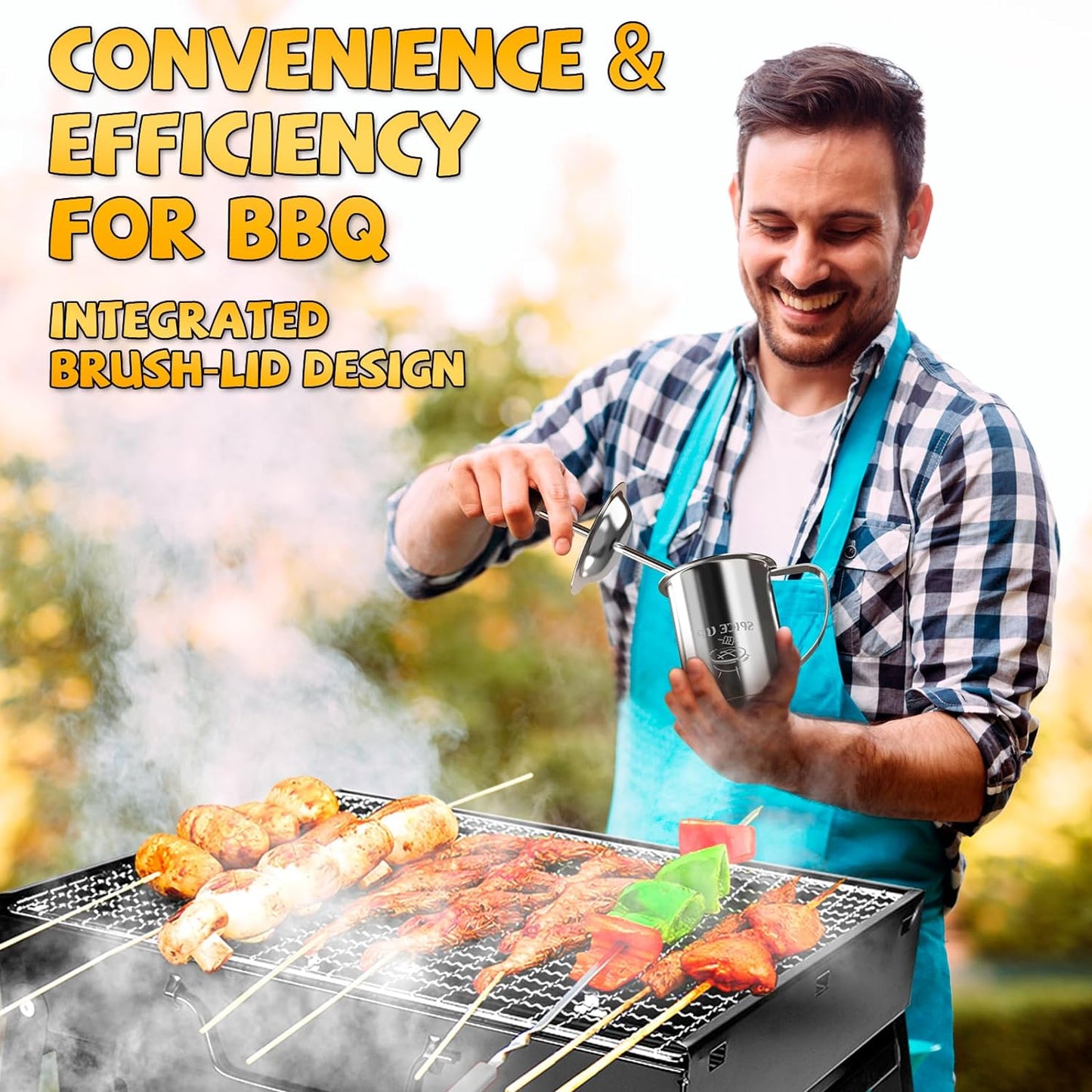 Grilling Accessories Men Women Gifts - BBQ Baster Brush and Sauce Basting Pot Set Christmas Stocking Stuffers Dad Mom Him Grandparents Chef Tools Smoker Unique Cooking Gadgets Kitchen Essentials