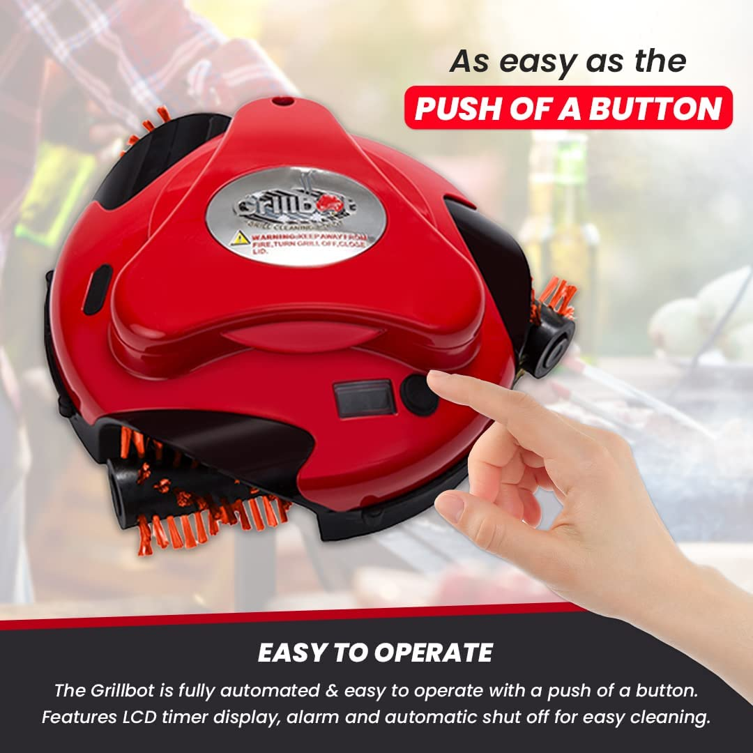 Red Automatic Grill Brush, Kitchen Gadgets for BBQ Grill, Durable