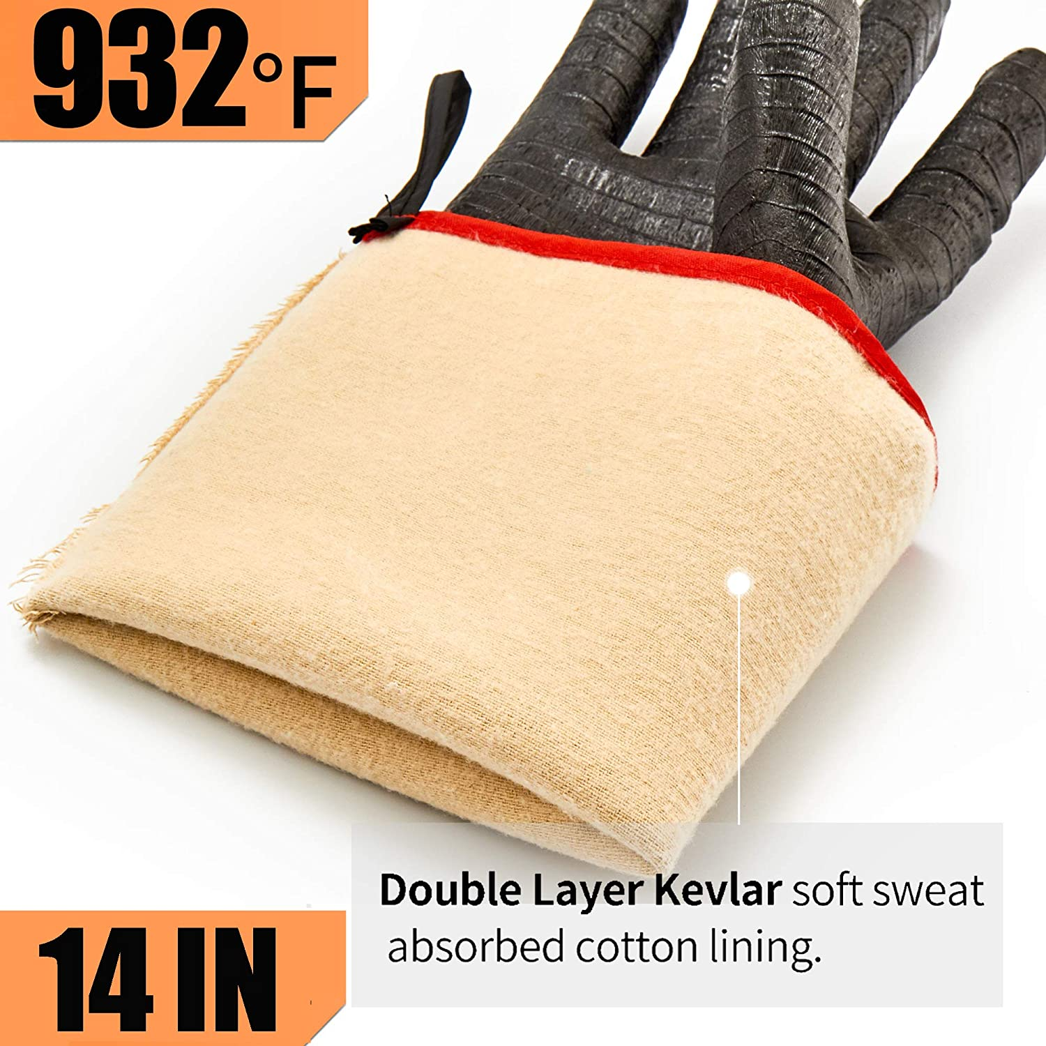 Heat Resistant Gloves - EN407 Certified 932°F Oven Gloves, Cut-Resistant  Grill Gloves, Cooking Gloves for BBQ, Grilling, Baking, Cutting, Welding