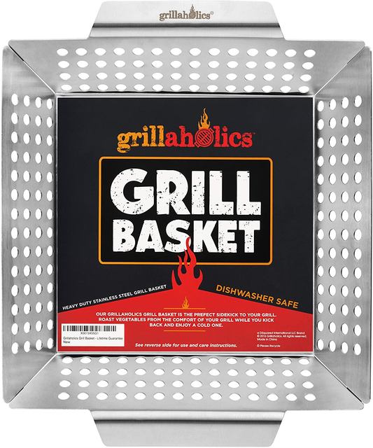 Heavy Duty Grill Basket - Large Grilling Basket for More Vegetables - Stainless Steel Grilling Accessories Built to Last - Perfect Vegetable Grill Basket for All Grills and Veggies