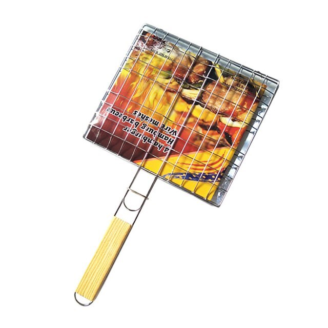 Barbecue Grilling Basket Grill BBQ Net Steak Meat Fish Mesh Holder Home Tools BBQ Barbecue Cooking Grill Sliver