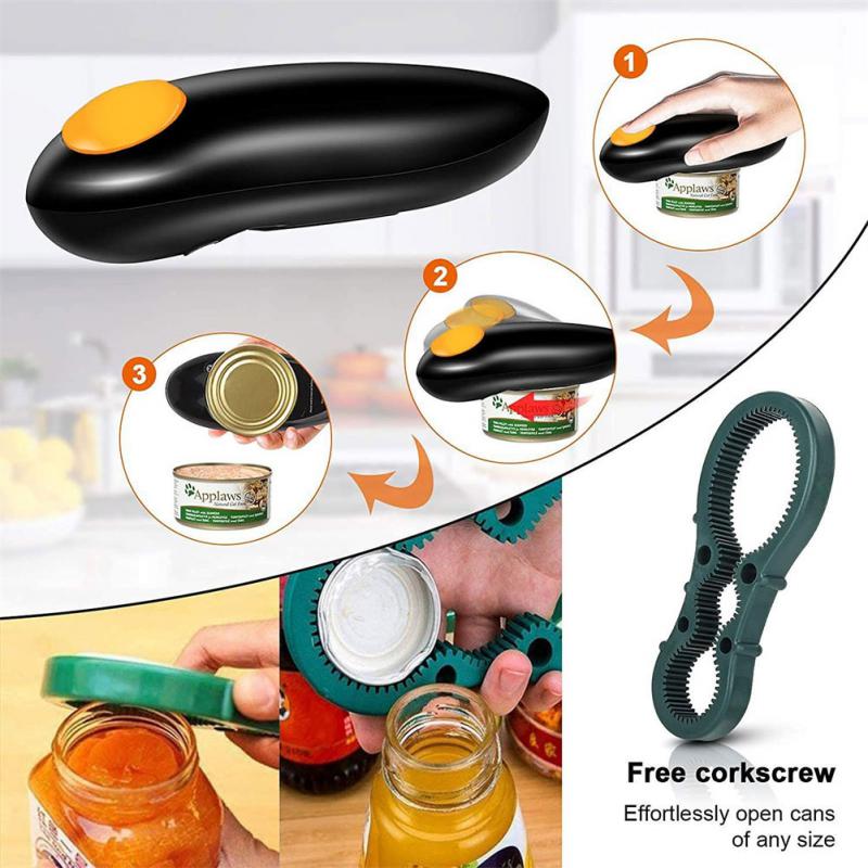 1pc Battery Operated Can Opener With 2 Aa Batteries, Automatic