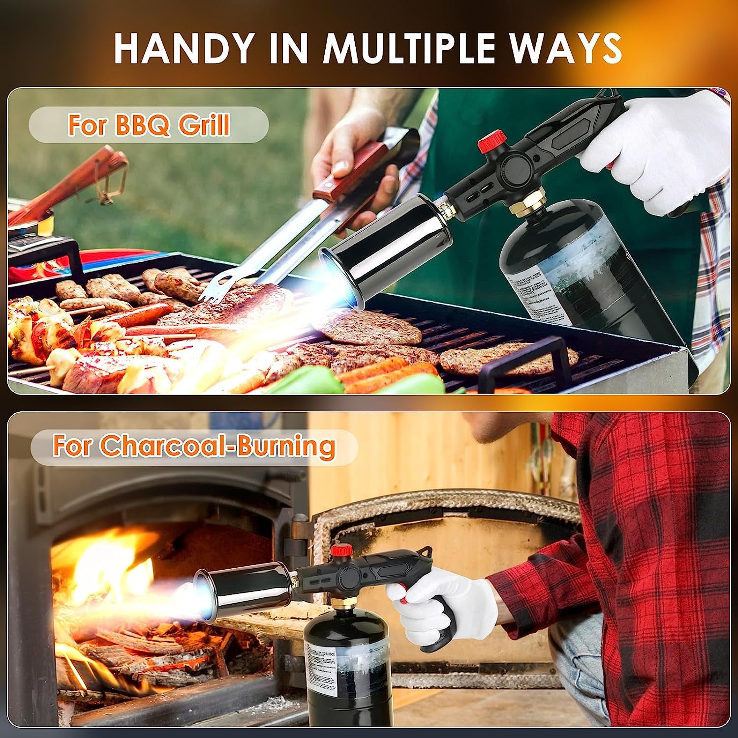Powerful Grill & Cooking Torch, BBQ Torch Propane, Kitchen Blow Torch Gun,  Grill Torch Fire Gun Culinary Kitchen Grilling Tool Adjustable Flamethrower