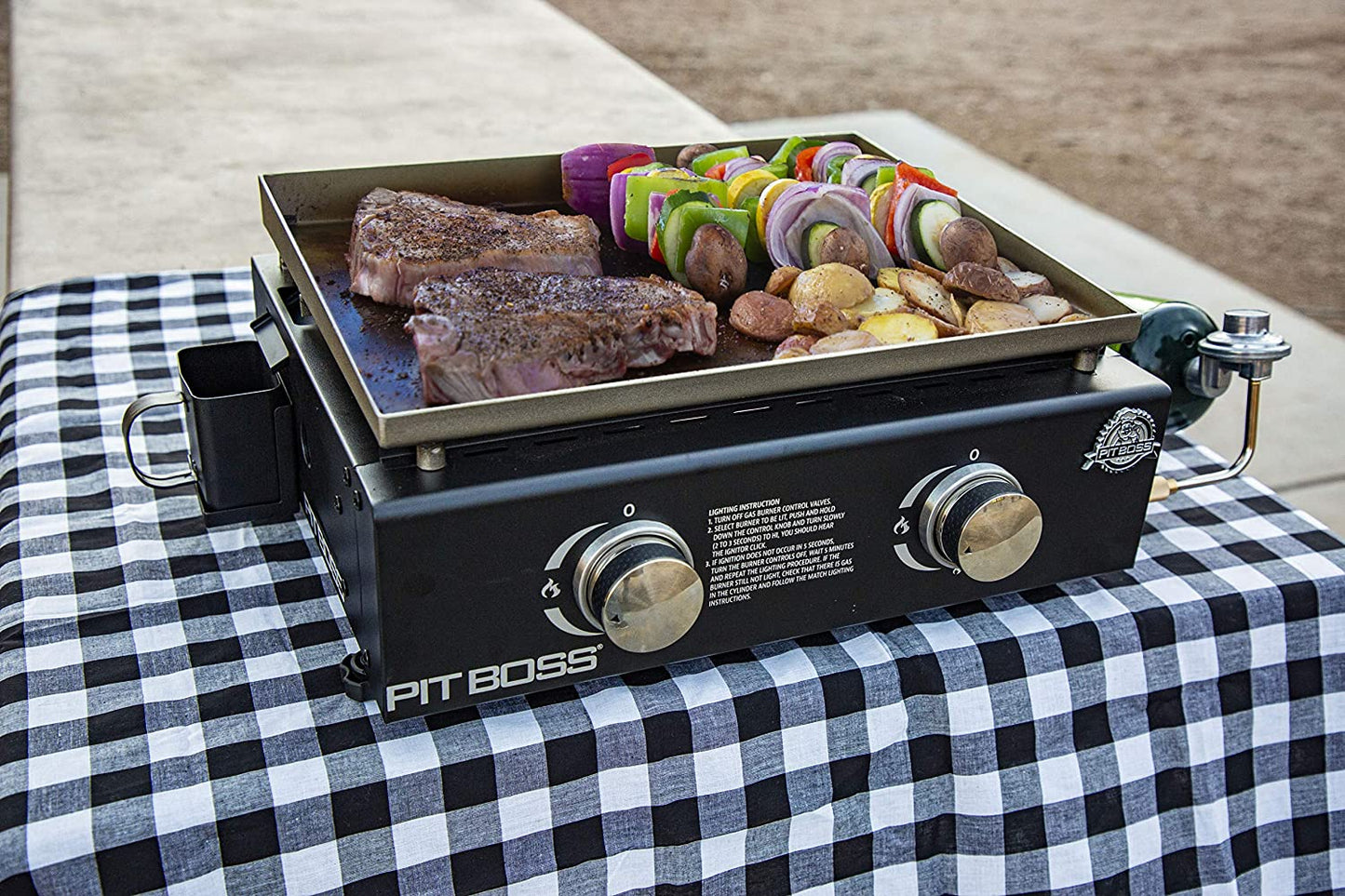 PIT BOSS PB336GS Two Burner Portable Flat Top Griddle - Cover Included